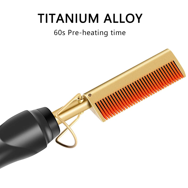 2 in 1 Electric Hot Heating Comb Hair Straightener Curler Wet Dry Hair Iron Straightening Brush Hair Styling Tool