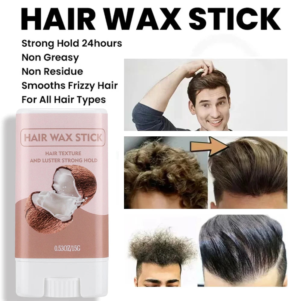 Natural Coconut Hair Wax, Strong Hold Styling Cream for Men & Women, No Grease & Frizz Control, 15G Organic Hair Styling Gel