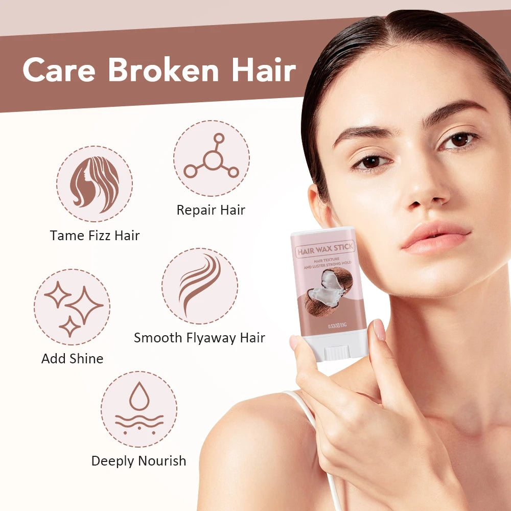 Natural Coconut Hair Wax, Strong Hold Styling Cream for Men & Women, No Grease & Frizz Control, 15G Organic Hair Styling Gel