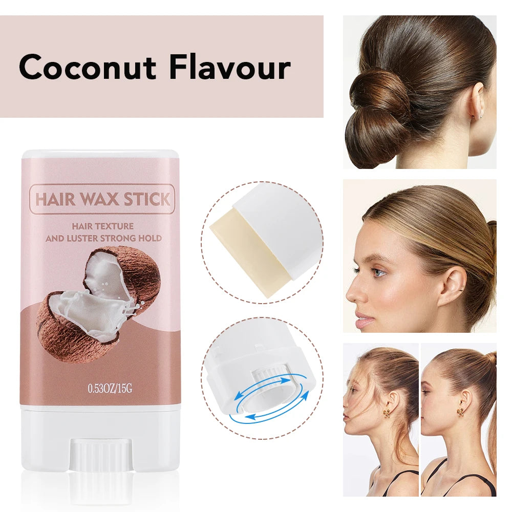 Natural Coconut Hair Wax, Strong Hold Styling Cream for Men & Women, No Grease & Frizz Control, 15G Organic Hair Styling Gel