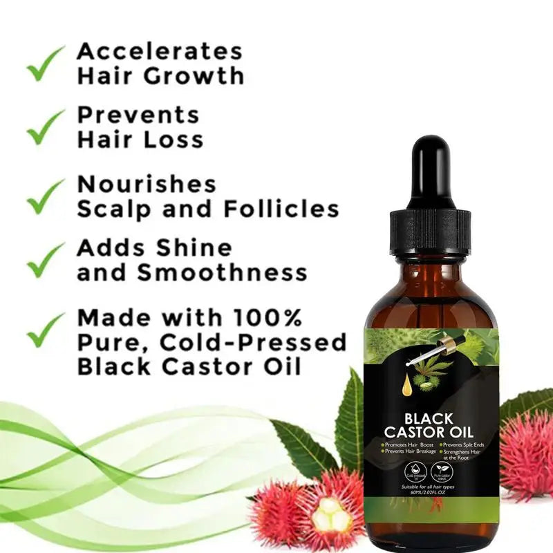 60Ml Black Castor Oil Hair Growth Jamaican Scalp Dense Hair Strengthening Hair Loss Prevention Repair Nourishing Liquid
