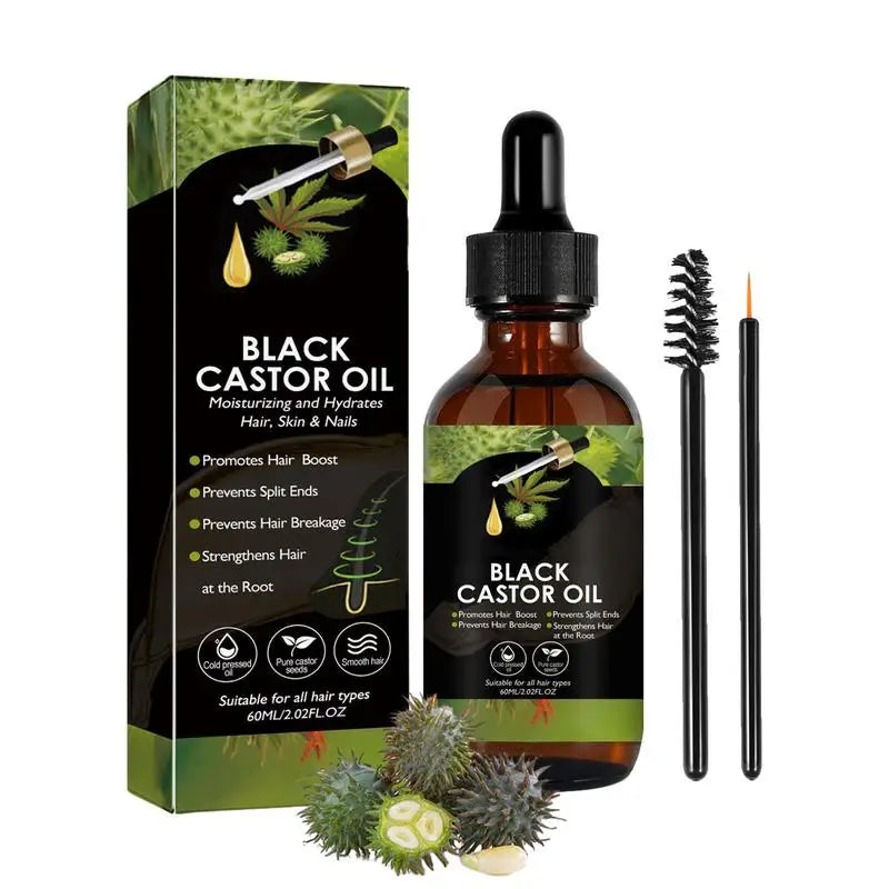 60Ml Black Castor Oil Hair Growth Jamaican Scalp Dense Hair Strengthening Hair Loss Prevention Repair Nourishing Liquid