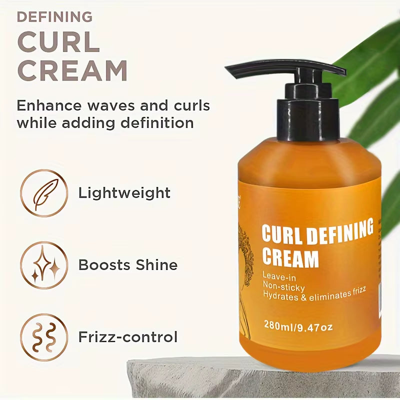 CURL DEFINING CREAM with Argan Oil for Wavy and Curly Hair Hair Moisturizer and Deep Conditioning for Shine and Bounce