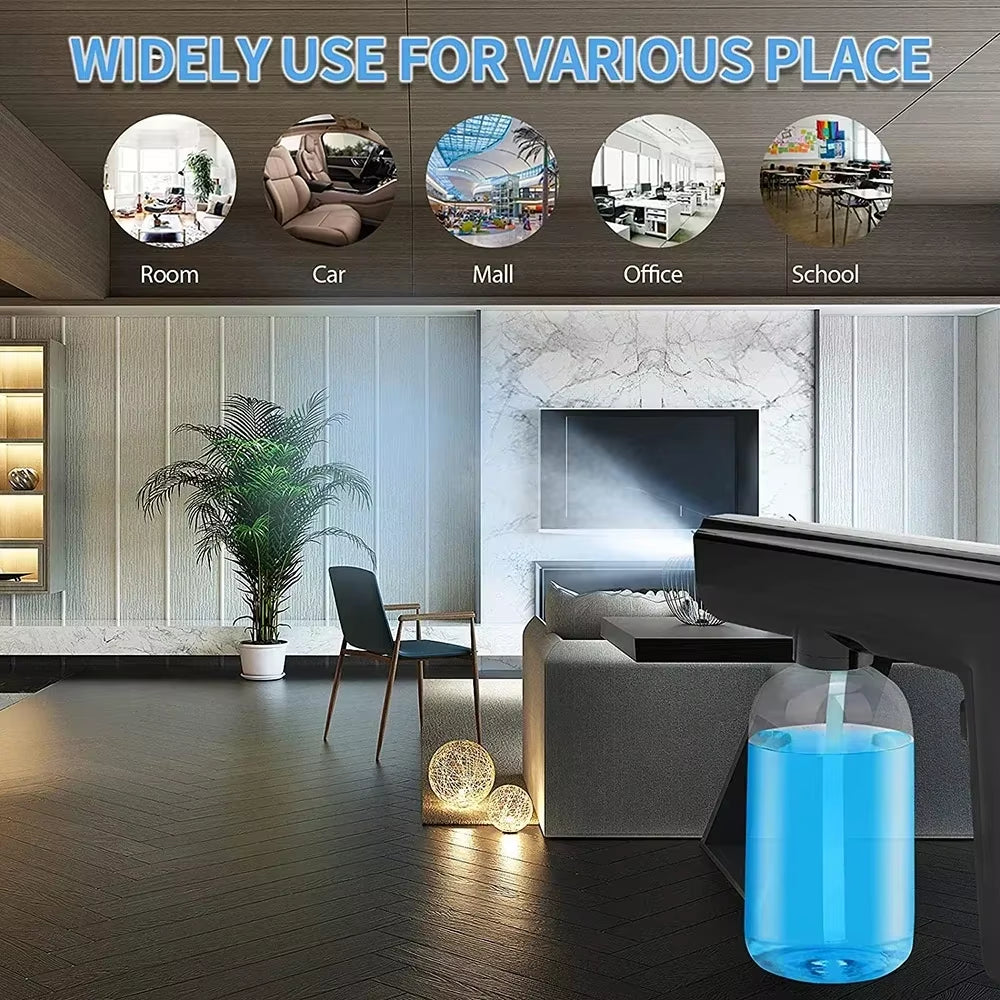 300Ml Barber Nano Blue Light Sprayer, Wireless USB Electric Aftershave Steam Spray Disinfection Gun for Garden Atomizer Tools