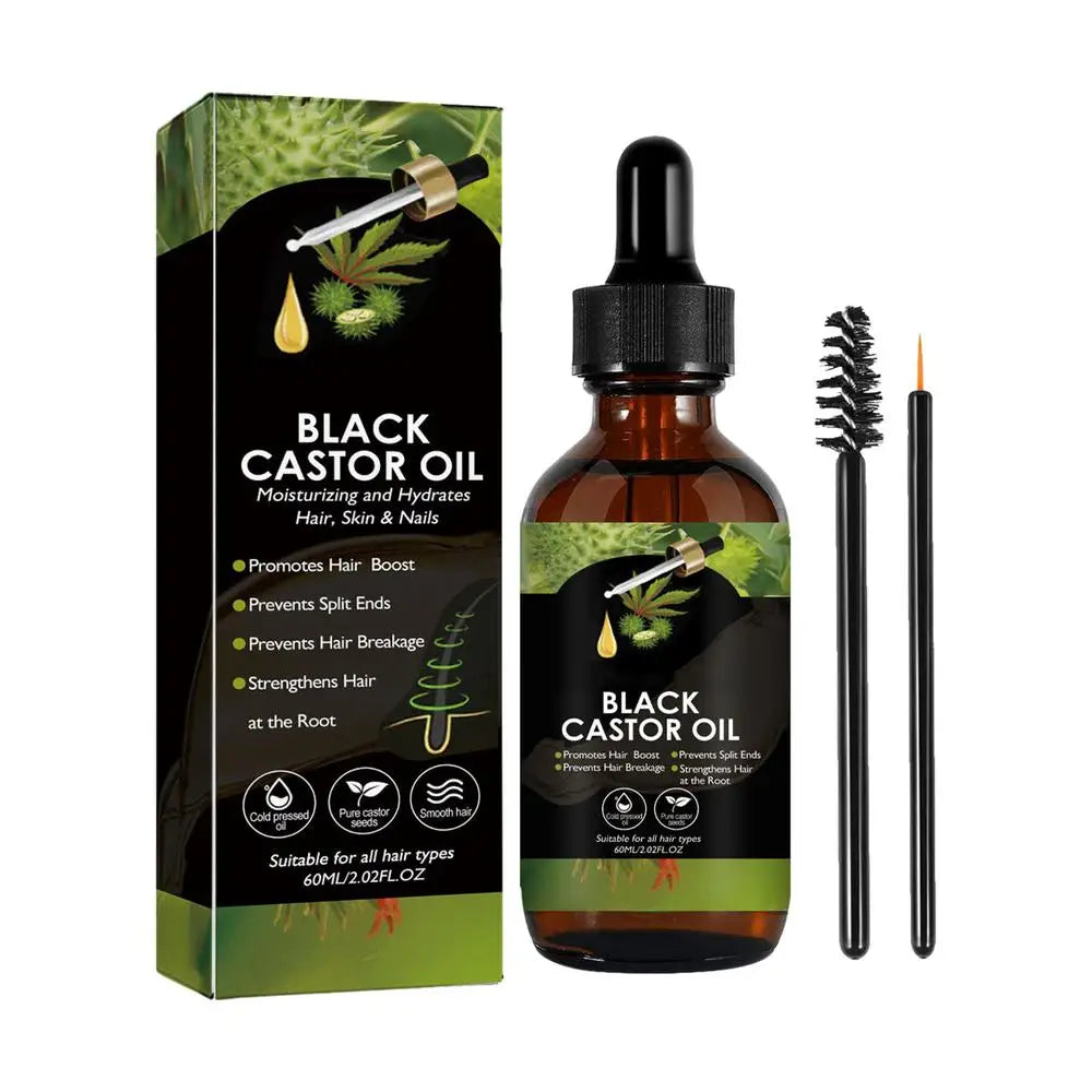 60Ml Black Castor Oil Hair Growth Jamaican Scalp Dense Hair Strengthening Hair Loss Prevention Repair Nourishing Liquid