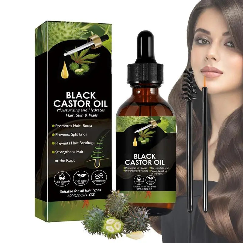60Ml Black Castor Oil Hair Growth Jamaican Scalp Dense Hair Strengthening Hair Loss Prevention Repair Nourishing Liquid