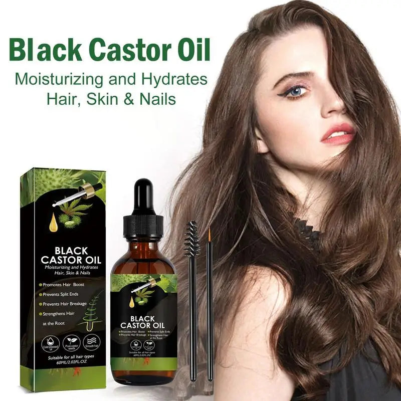 60Ml Black Castor Oil Hair Growth Jamaican Scalp Dense Hair Strengthening Hair Loss Prevention Repair Nourishing Liquid